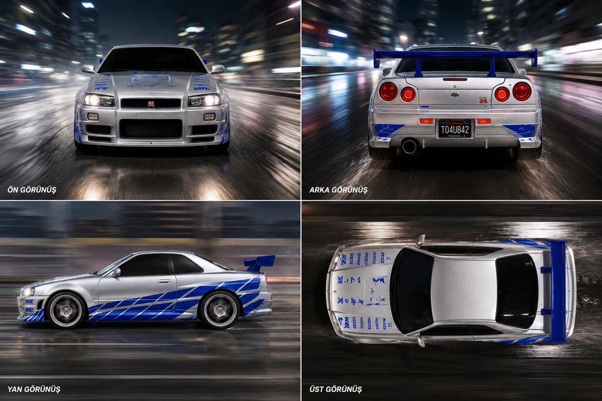 Fast & Furious Brian’s Nissan Skyline GT-R (R34) Uzaktan Kumandalı Araba